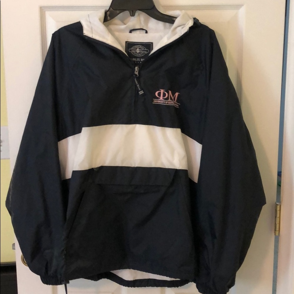 Phi Mu fleece lined rain jacket half zip size M